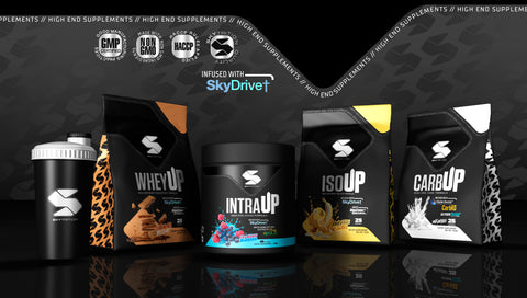 Skytrition original product photography featuring its supplement range.