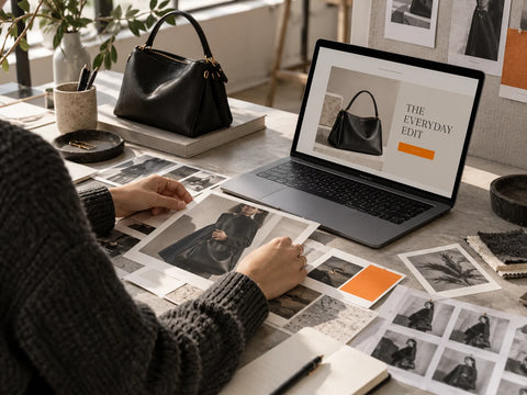 Designer creating an ecommerce email campaign with product photography