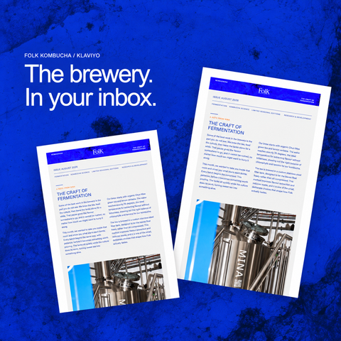 Folk Journal newsletter designs on an AI-assisted blue presentation canvas